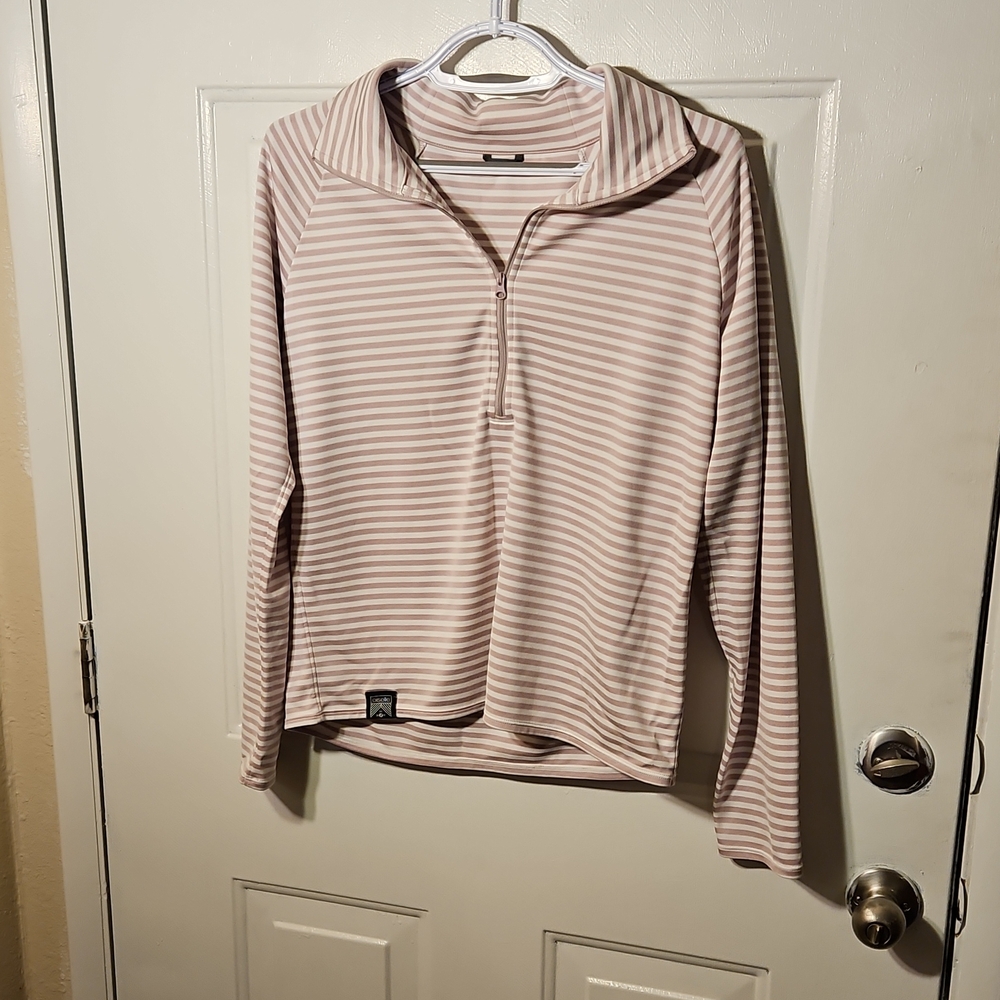 Oiselle Pink Striped Half Zip. Size M.